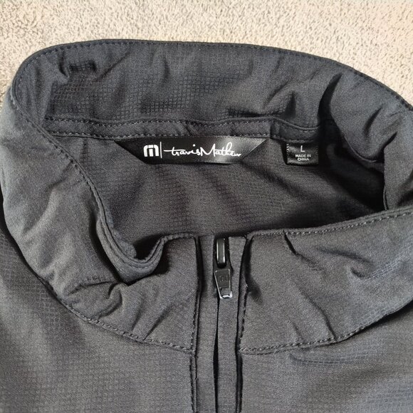 Travis Mathew Men’s L Quilted Full Zip Vest Black Performance Golf Casual - Picture 3 of 9